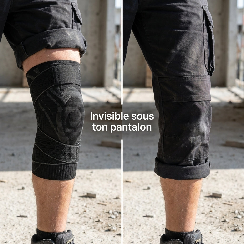 Genouillère pour artisans — protection toute la journée sans douleur ni sangle