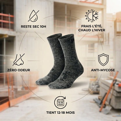 Chaussettes de Chantier Alpaga FlexiPro — Anti-humidité & Anti-odeur