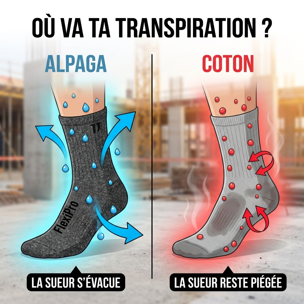 Chaussettes de Chantier Alpaga FlexiPro — Anti-humidité & Anti-odeur