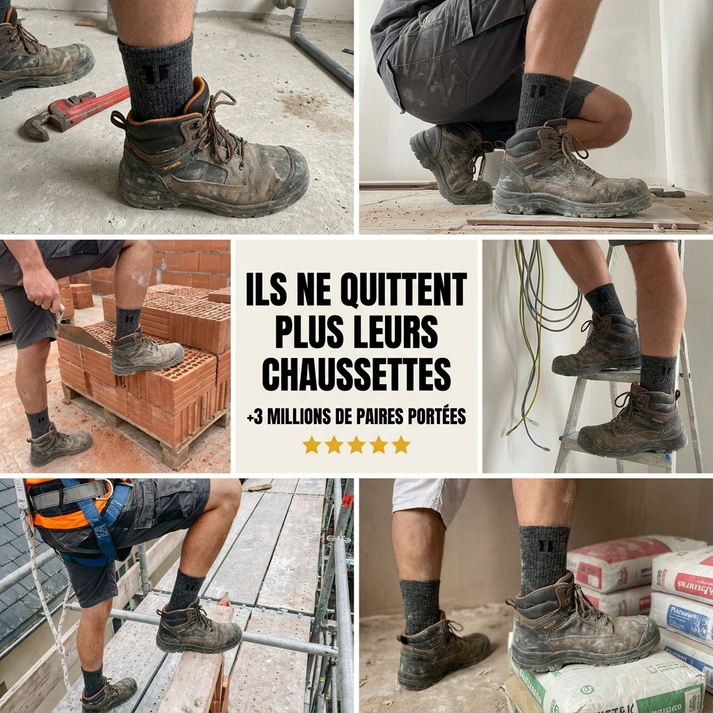 Chaussettes de Chantier Alpaga FlexiPro — Anti-humidité & Anti-odeur